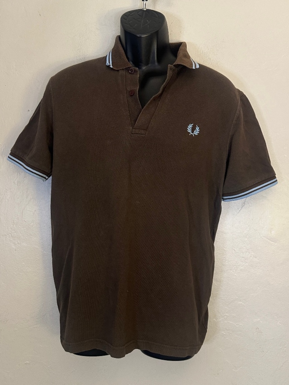 Fred Perry Brown Polo Shirt 40" size Gently worn 100% cotton 21" armpit to armpi